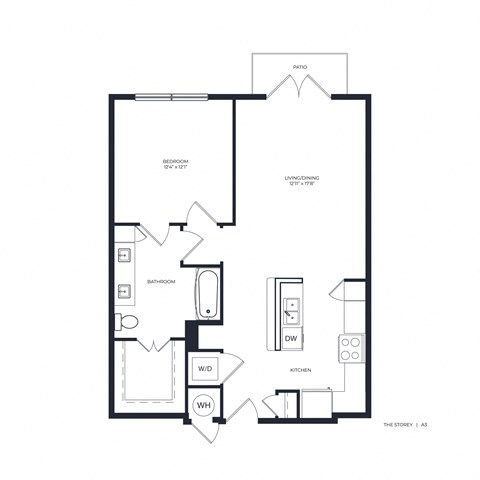 The Storey Apartment Homes in Dallas, Texas One Bedroom Floor Plan